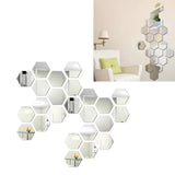 24PCS Hexagon Mirror Wall Stickers Acrylic Sticker Decoration for Home Living Room Bedroom Decor - 45-Degree Angle