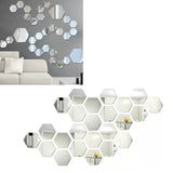 24PCS Hexagon Mirror Wall Stickers Acrylic Sticker Decoration for Home Living Room Bedroom Decor - Rear View