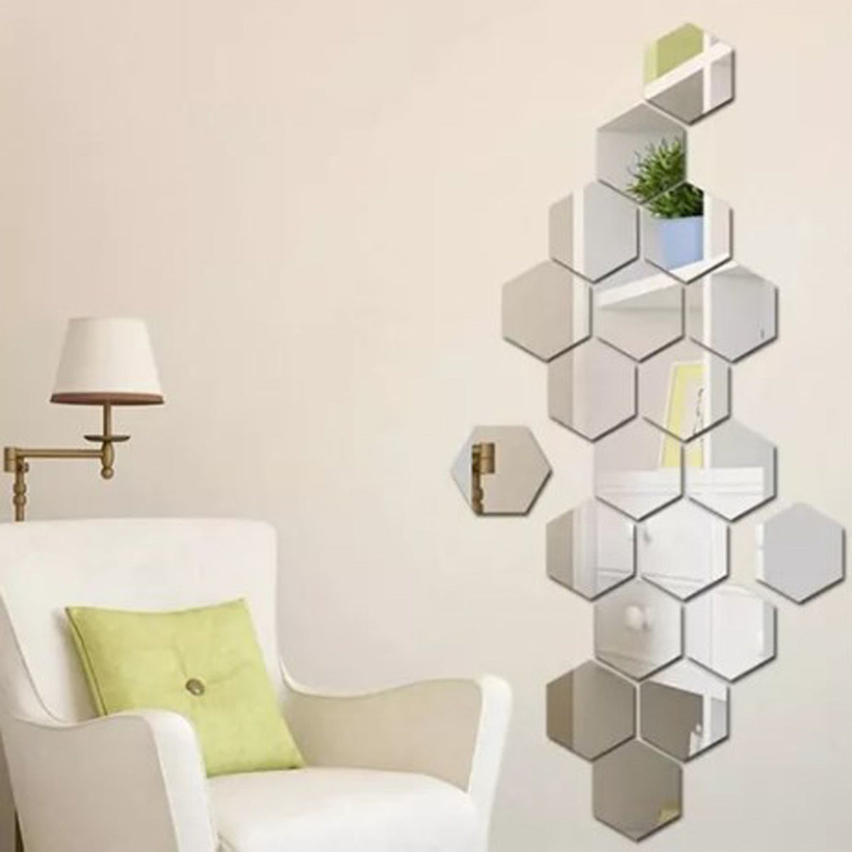 24PCS Hexagon Mirror Wall Stickers Acrylic Sticker Decoration for Home Living Room Bedroom Decor