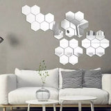 24PCS Hexagon Mirror Wall Stickers Acrylic Sticker Decoration for Home Living Room Bedroom Decor - Extra Image