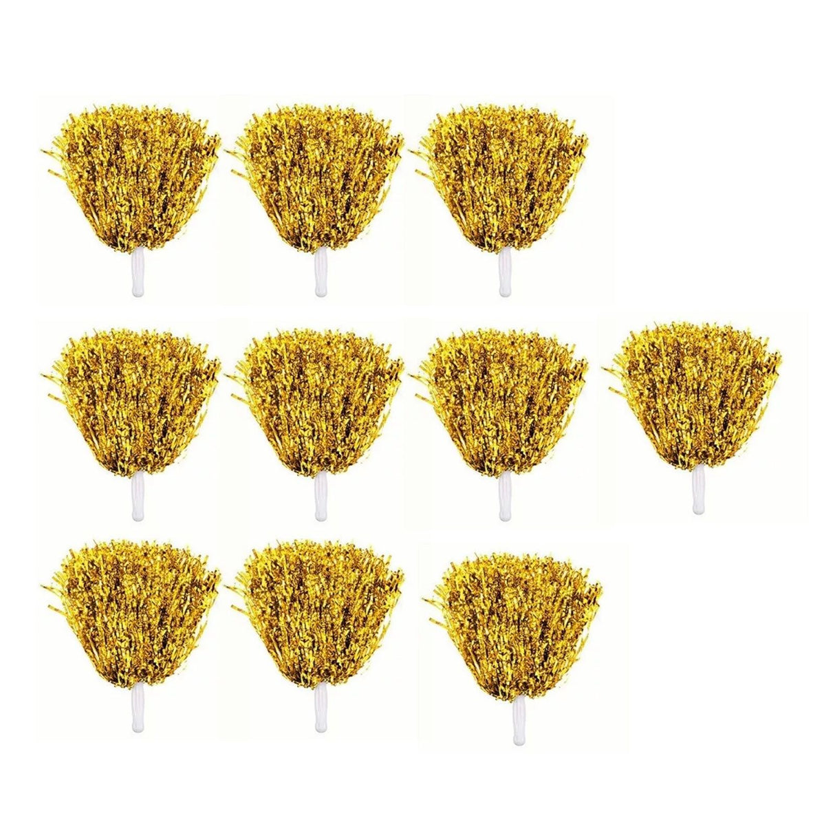 10PCS Cheerleading Pompoms with Straight Handle Reusable Flash Effect Plastic Cheering Poms Ball for Basketball Baseball