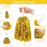 10PCS Cheerleading Pompoms with Straight Handle Reusable Flash Effect Plastic Cheering Poms Ball for Basketball Baseball - Close-Up Angle