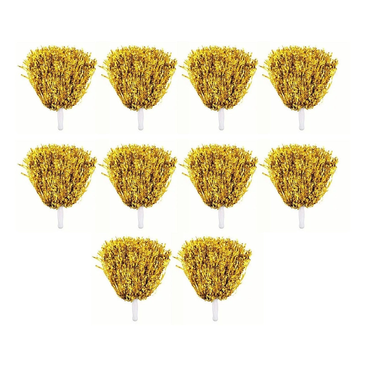10PCS Cheerleading Pompoms with Straight Handle Reusable Flash Effect Plastic Cheering Poms Ball for Basketball Baseball