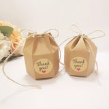 50Pcs Hexagonal Candy Treat Box Exquisite Gift Packaging Box for Wedding Birthday Party Baby Shower Brown Paper - Front View