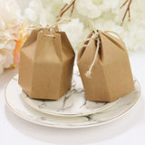 50Pcs Hexagonal Candy Treat Box Exquisite Gift Packaging Box for Wedding Birthday Party Baby Shower Brown Paper