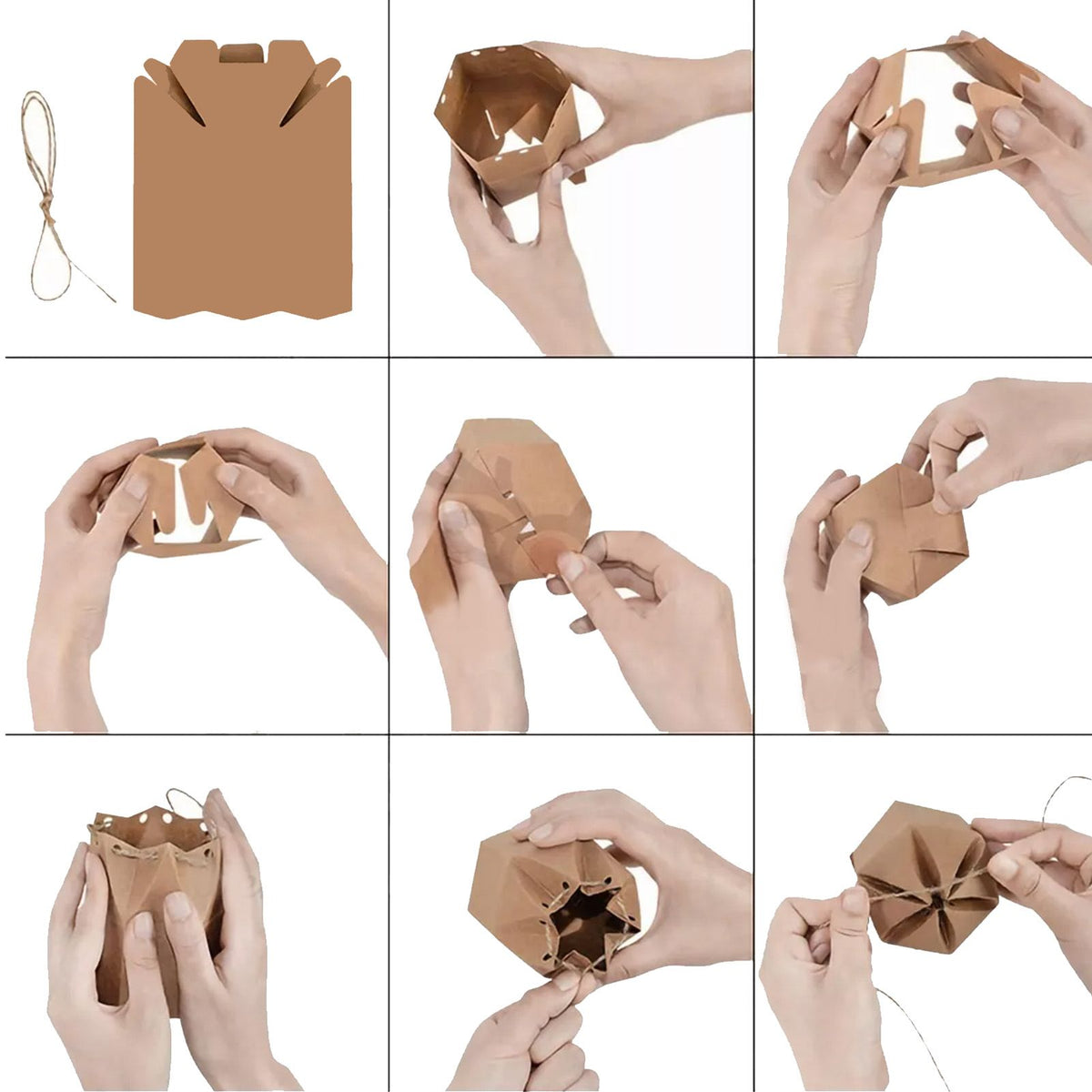 50Pcs Hexagonal Candy Treat Box Exquisite Gift Packaging Box for Wedding Birthday Party Baby Shower Brown Paper