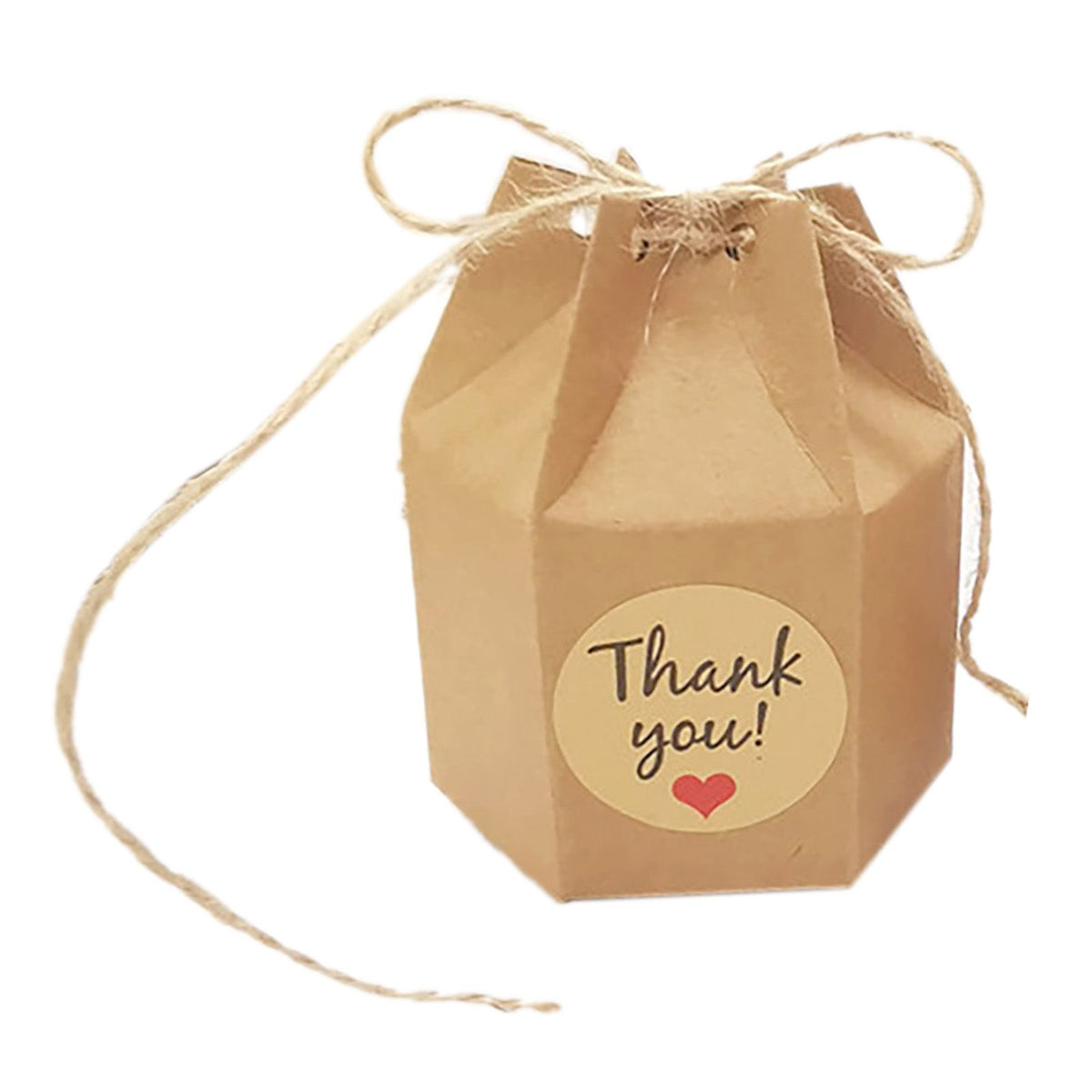50Pcs Hexagonal Candy Treat Box Exquisite Gift Packaging Box for Wedding Birthday Party Baby Shower Brown Paper
