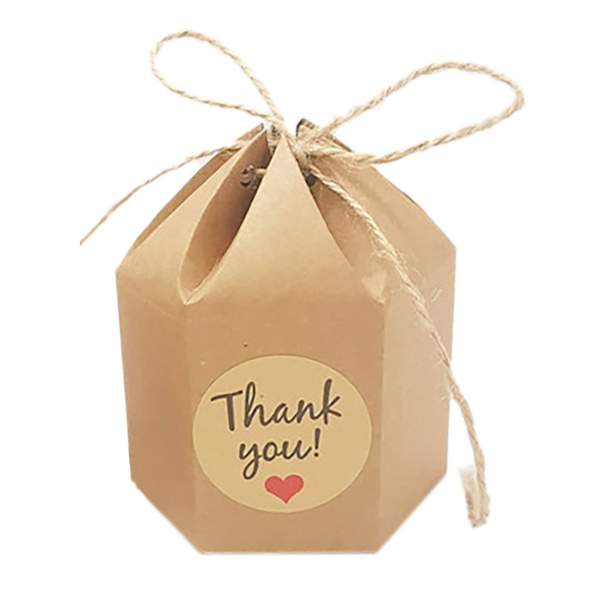 50Pcs Hexagonal Candy Treat Box Exquisite Gift Packaging Box for Wedding Birthday Party Baby Shower Brown Paper