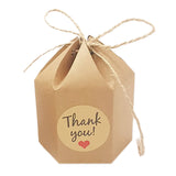 50Pcs Hexagonal Candy Treat Box Exquisite Gift Packaging Box for Wedding Birthday Party Baby Shower Brown Paper - Extra Image