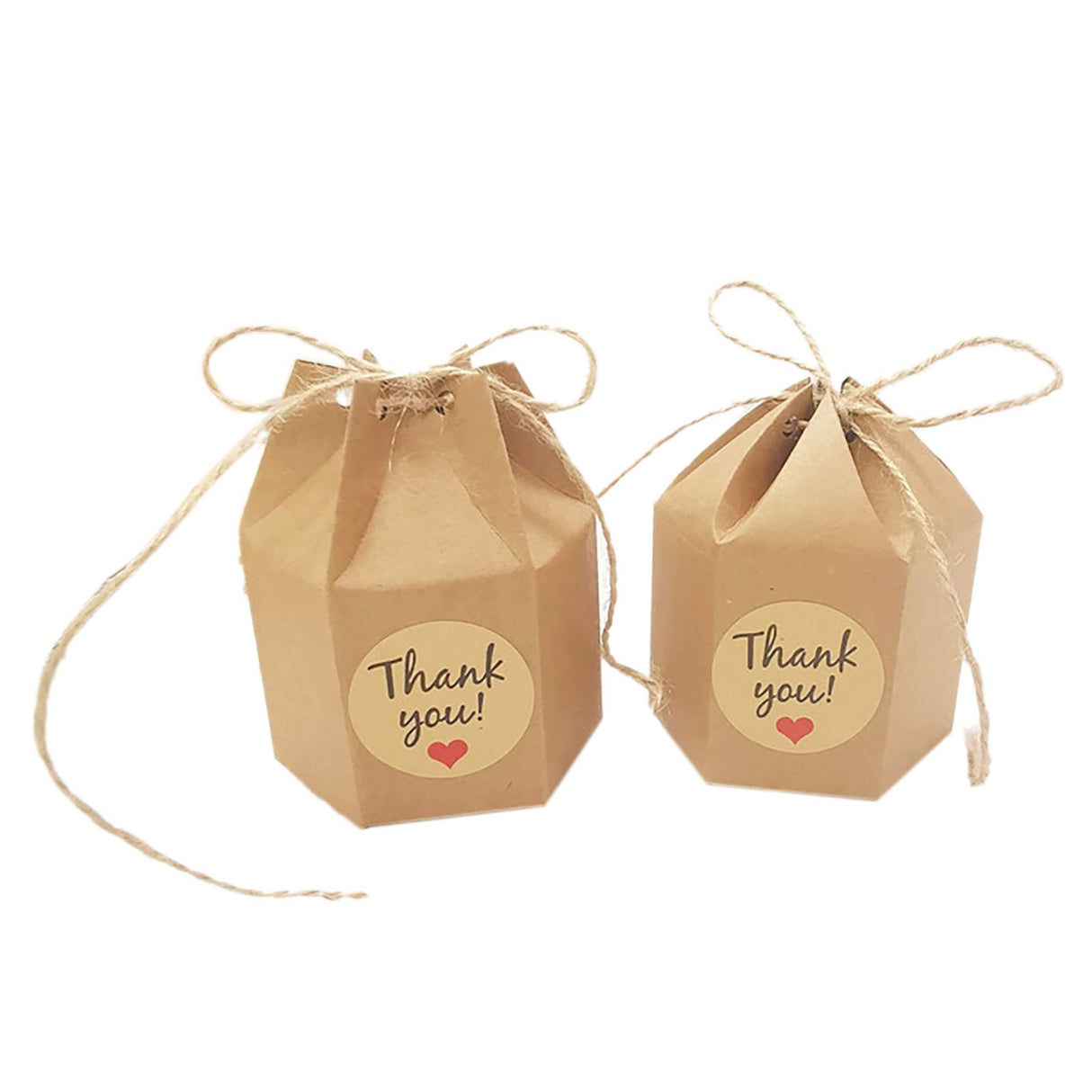 50Pcs Hexagonal Candy Treat Box Exquisite Gift Packaging Box for Wedding Birthday Party Baby Shower Brown Paper