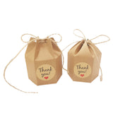 50Pcs Hexagonal Candy Treat Box Exquisite Gift Packaging Box for Wedding Birthday Party Baby Shower Brown Paper - Extra Image