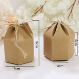 50Pcs Hexagonal Candy Treat Box Exquisite Gift Packaging Box for Wedding Birthday Party Baby Shower Brown Paper