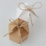 50Pcs Hexagonal Candy Treat Box Exquisite Gift Packaging Box for Wedding Birthday Party Baby Shower Brown Paper