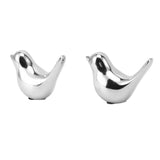 2Pcs Electroplated Ceramic Bird Decoration Nordic Style Modern Abstract Bird Figurine Home Desktop Decoration Gifts Silver Plated Large - Front View