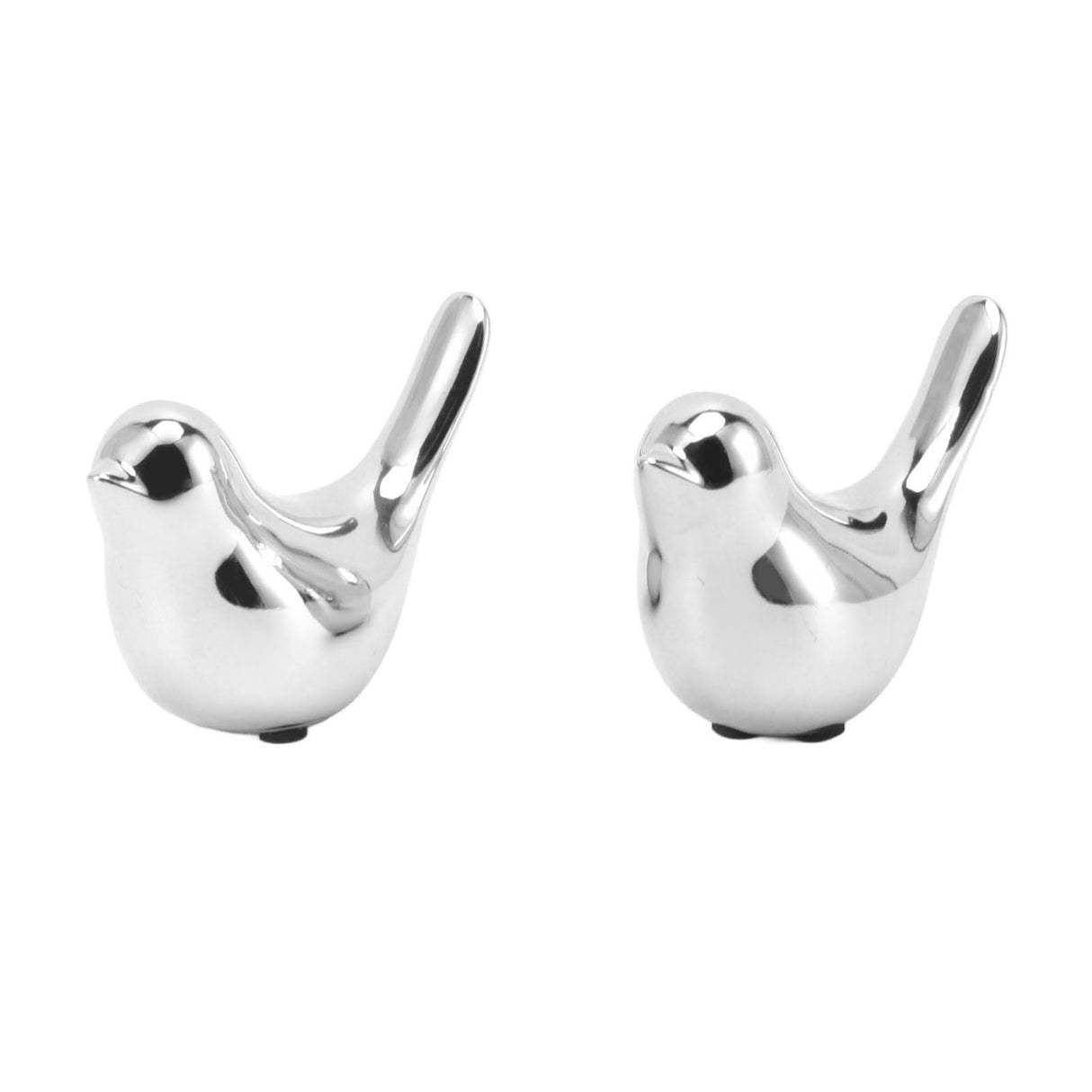 2Pcs Electroplated Ceramic Bird Decoration Nordic Style Modern Abstract Bird Figurine Home Desktop Decoration Gifts Silver Plated Large