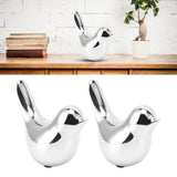 2Pcs Electroplated Ceramic Bird Decoration Nordic Style Modern Abstract Bird Figurine Home Desktop Decoration Gifts Silver Plated Large