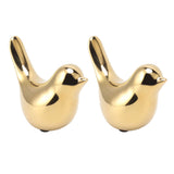 2Pcs Electroplated Ceramic Bird Decoration Nordic Style Modern Abstract Bird Figurine Home Desktop Decoration Gifts Gold Plated Large