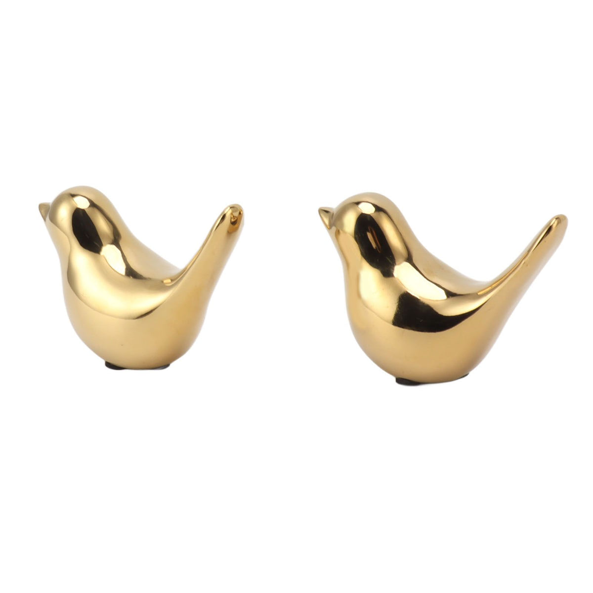 2Pcs Electroplated Ceramic Bird Decoration Nordic Style Modern Abstract Bird Figurine Home Desktop Decoration Gifts Gold Plated Large
