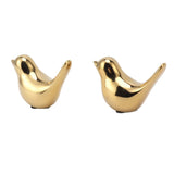 2Pcs Electroplated Ceramic Bird Decoration Nordic Style Modern Abstract Bird Figurine Home Desktop Decoration Gifts Gold Plated Large - Front View