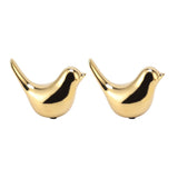 2Pcs Electroplated Ceramic Bird Decoration Nordic Style Modern Abstract Bird Figurine Home Desktop Decoration Gifts Gold Plated Large