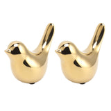 2Pcs Electroplated Ceramic Bird Decoration Nordic Style Modern Abstract Bird Figurine Home Desktop Decoration Gifts Gold Plated Large