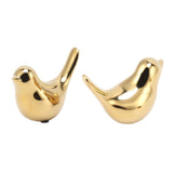 2Pcs Electroplated Ceramic Bird Decoration Nordic Style Modern Abstract Bird Figurine Home Desktop Decoration Gifts Gold Plated Large