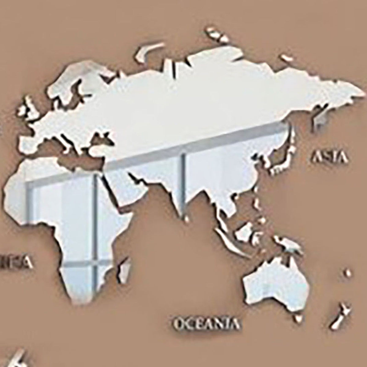 Acrylic Wall Stickers 3D World Map Wall Mirror Sticker for Office Study Living Room Bedroom Silver