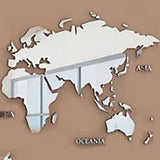 Acrylic Wall Stickers 3D World Map Wall Mirror Sticker for Office Study Living Room Bedroom Silver