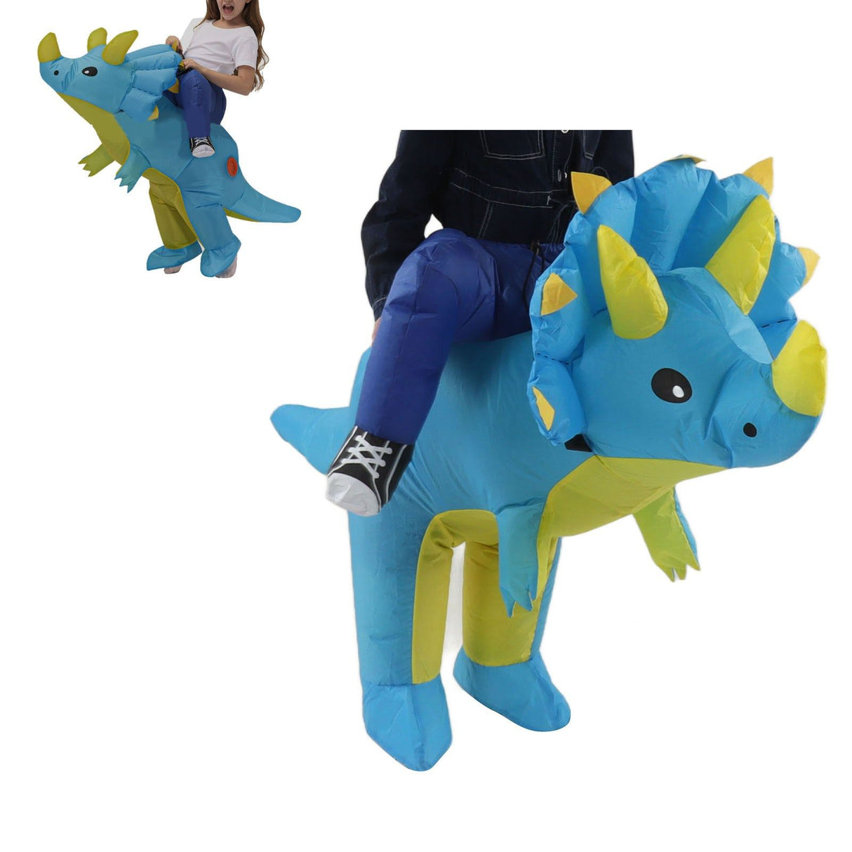 Inflatable Dinosaur Costume Halloween Cosplay Costume Party Riding Triangle Dinosaur Inflatable Doll Suit Adults 160‑190cm