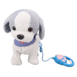 Walking and Barking Puppy Dog Toy Interactive Dancing Electronic Plush Pet with Remote Control Leash for Kids Grey