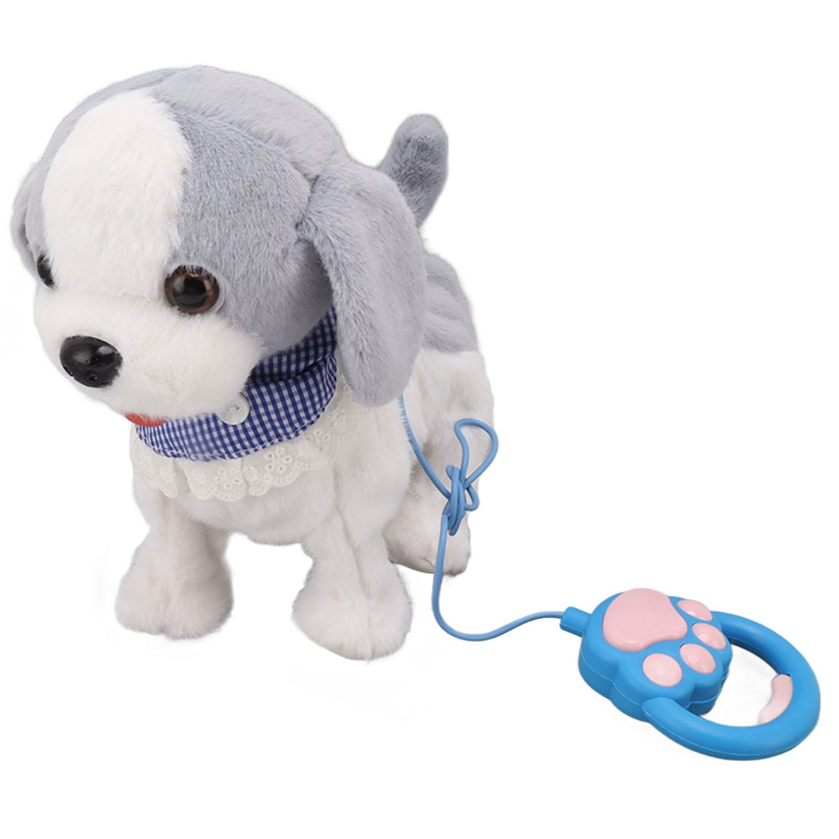 Walking and Barking Puppy Dog Toy Interactive Dancing Electronic Plush Pet with Remote Control Leash for Kids Grey