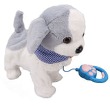 Walking and Barking Puppy Dog Toy Interactive Dancing Electronic Plush Pet with Remote Control Leash for Kids Grey - Top-Down View