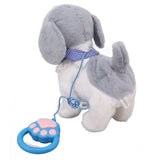 Walking and Barking Puppy Dog Toy Interactive Dancing Electronic Plush Pet with Remote Control Leash for Kids Grey - 45-Degree Angle