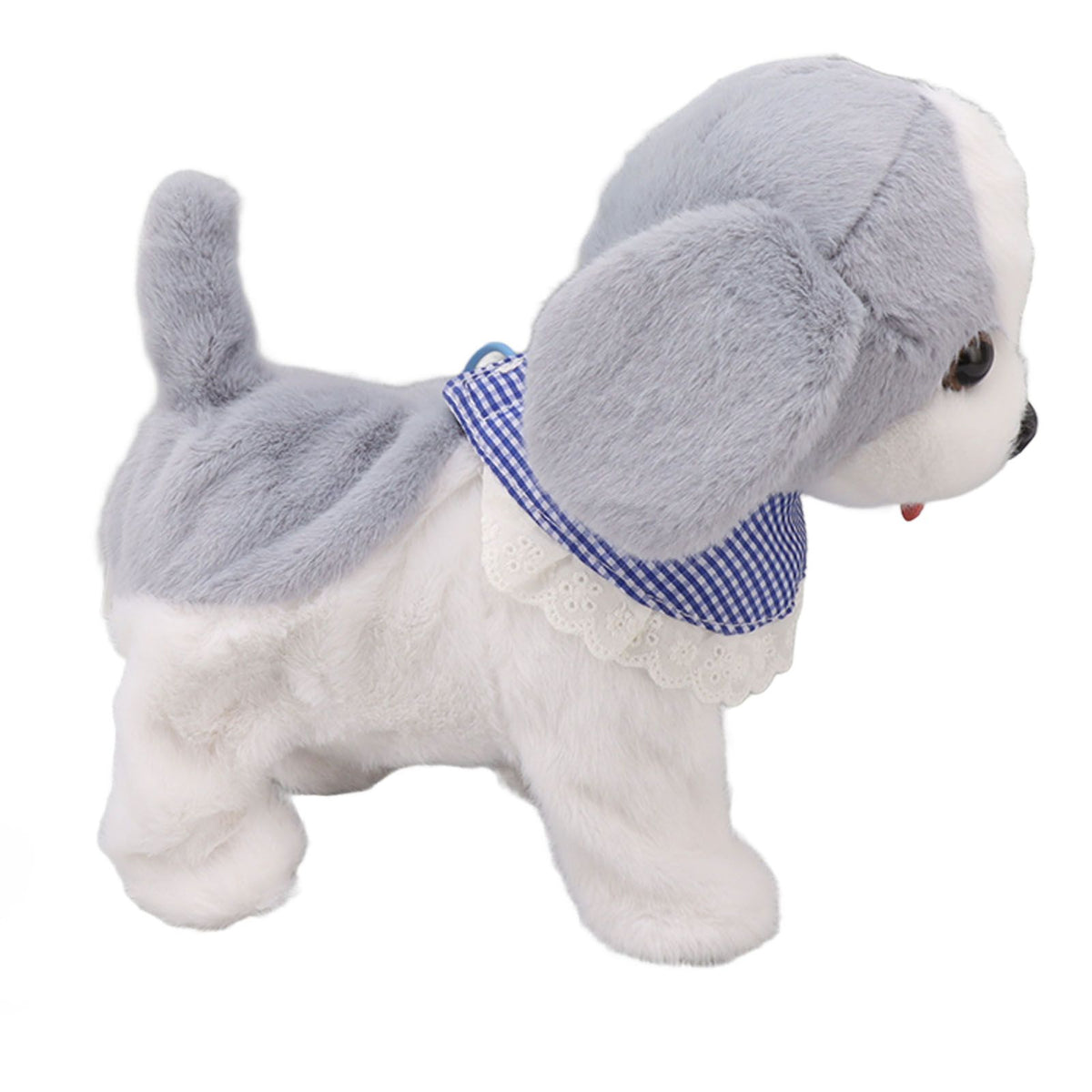 Walking and Barking Puppy Dog Toy Interactive Dancing Electronic Plush Pet with Remote Control Leash for Kids Grey