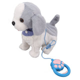 Walking and Barking Puppy Dog Toy Interactive Dancing Electronic Plush Pet with Remote Control Leash for Kids Grey