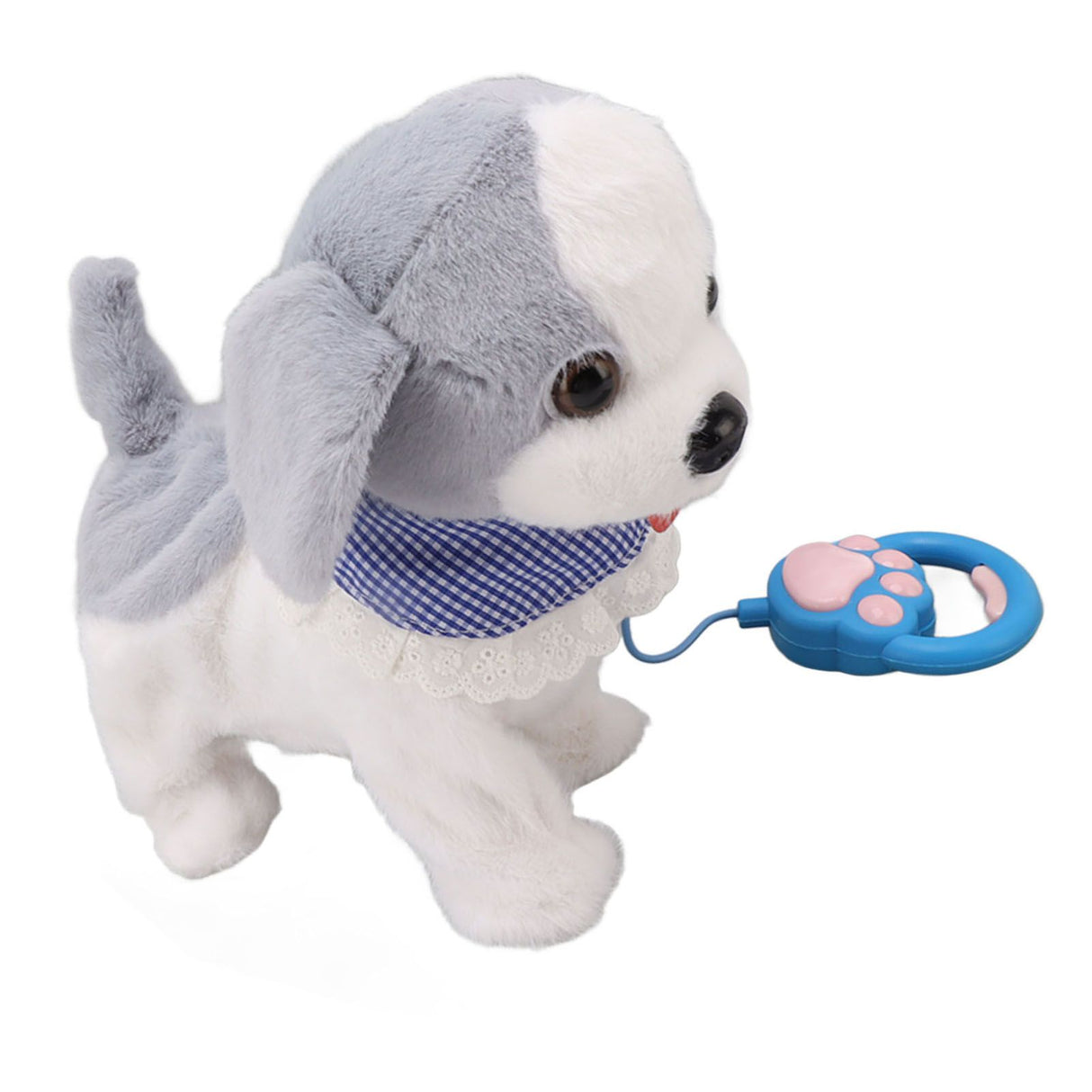 Walking and Barking Puppy Dog Toy Interactive Dancing Electronic Plush Pet with Remote Control Leash for Kids Grey