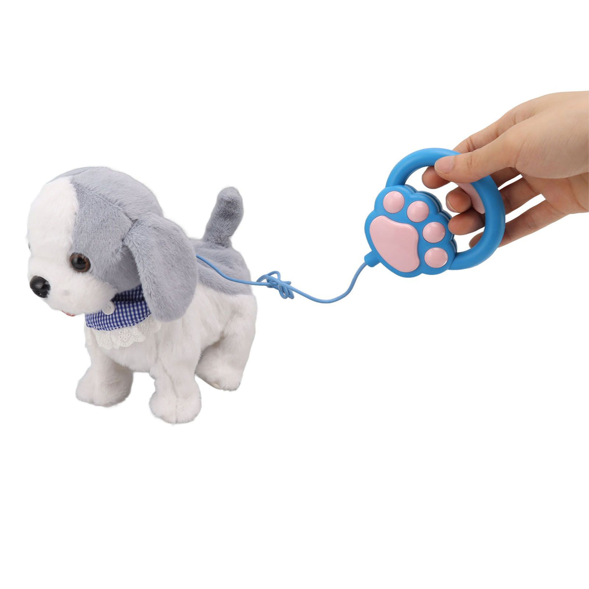 Walking and Barking Puppy Dog Toy Interactive Dancing Electronic Plush Pet with Remote Control Leash for Kids Grey