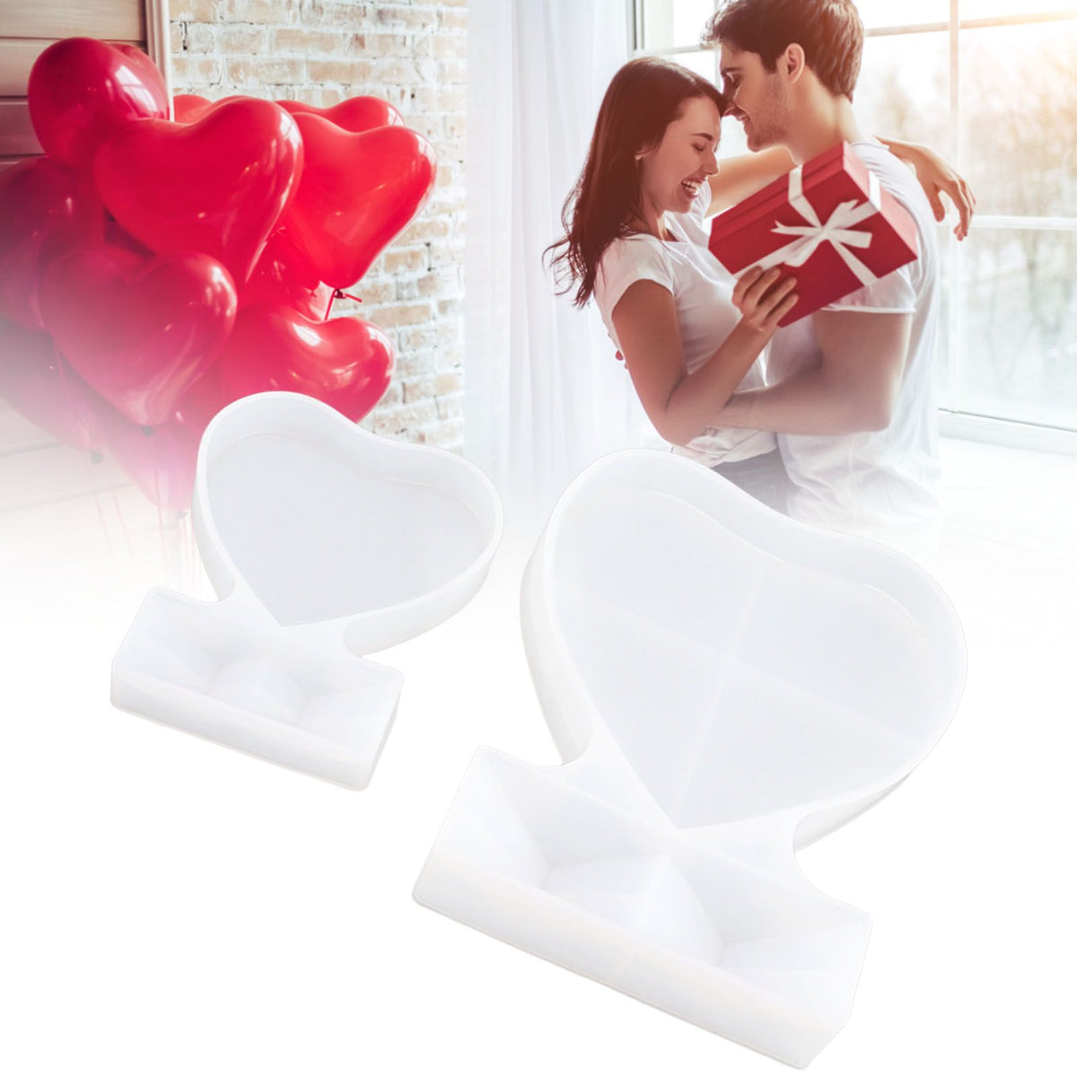 2PCS Heart Shape Photo Frame Mold Silicone Picture Mold DIY Personalized Photo Frame Mold for Home Decoration