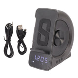 3 in 1 Bluetooth Speaker PC ABS Alarm Clock with Wireless Charging for Bedside 10W Grey
