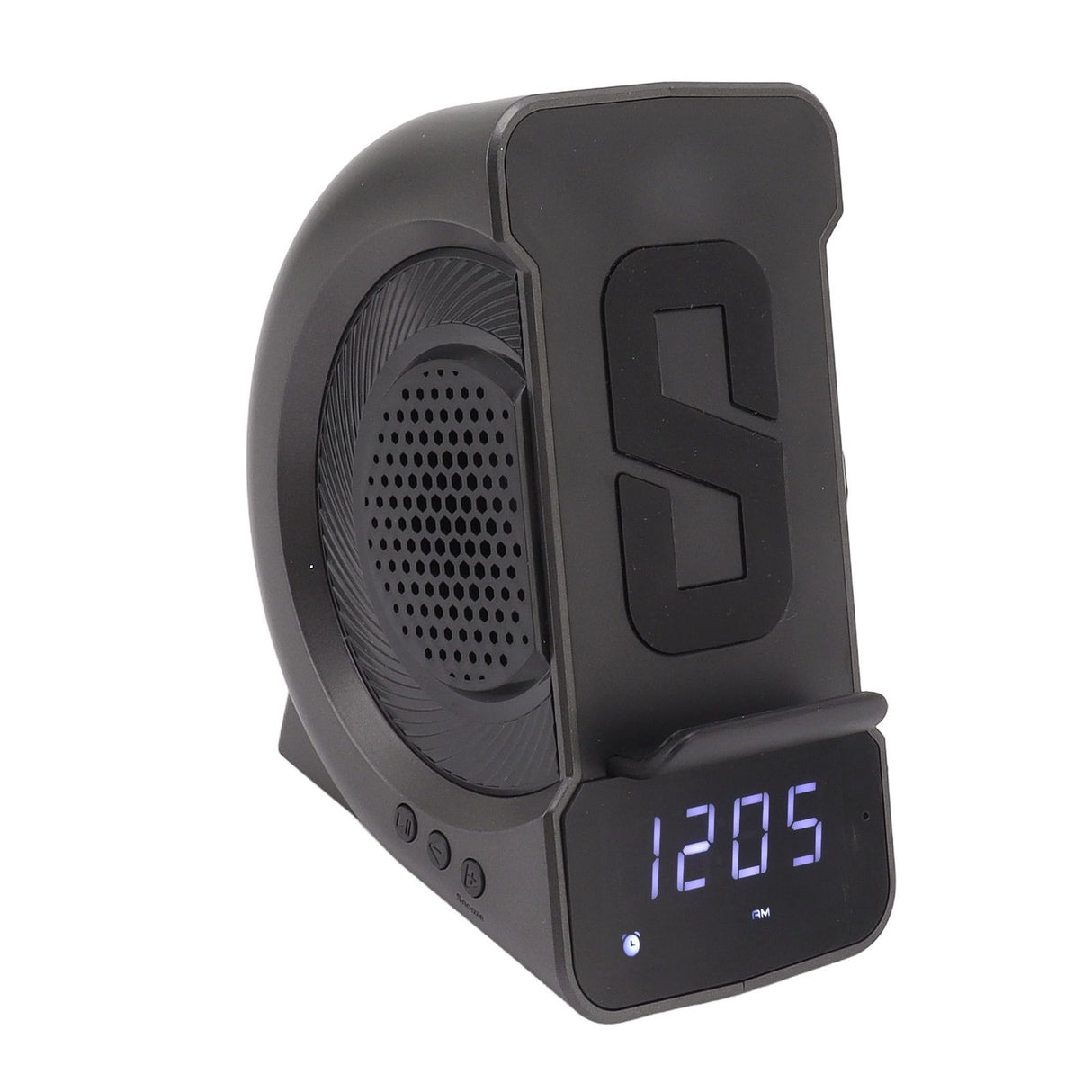 3 in 1 Bluetooth Speaker PC ABS Alarm Clock with Wireless Charging for Bedside 10W Grey
