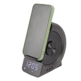 3 in 1 Bluetooth Speaker PC ABS Alarm Clock with Wireless Charging for Bedside 10W Grey