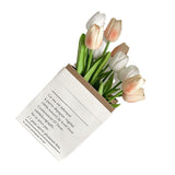 Artificial Flowers Tulipa Style Fine Details Colorfast Vibrant Colors Plastic Flowers for Office Living Room Photography White and Champagne - Top-Down View