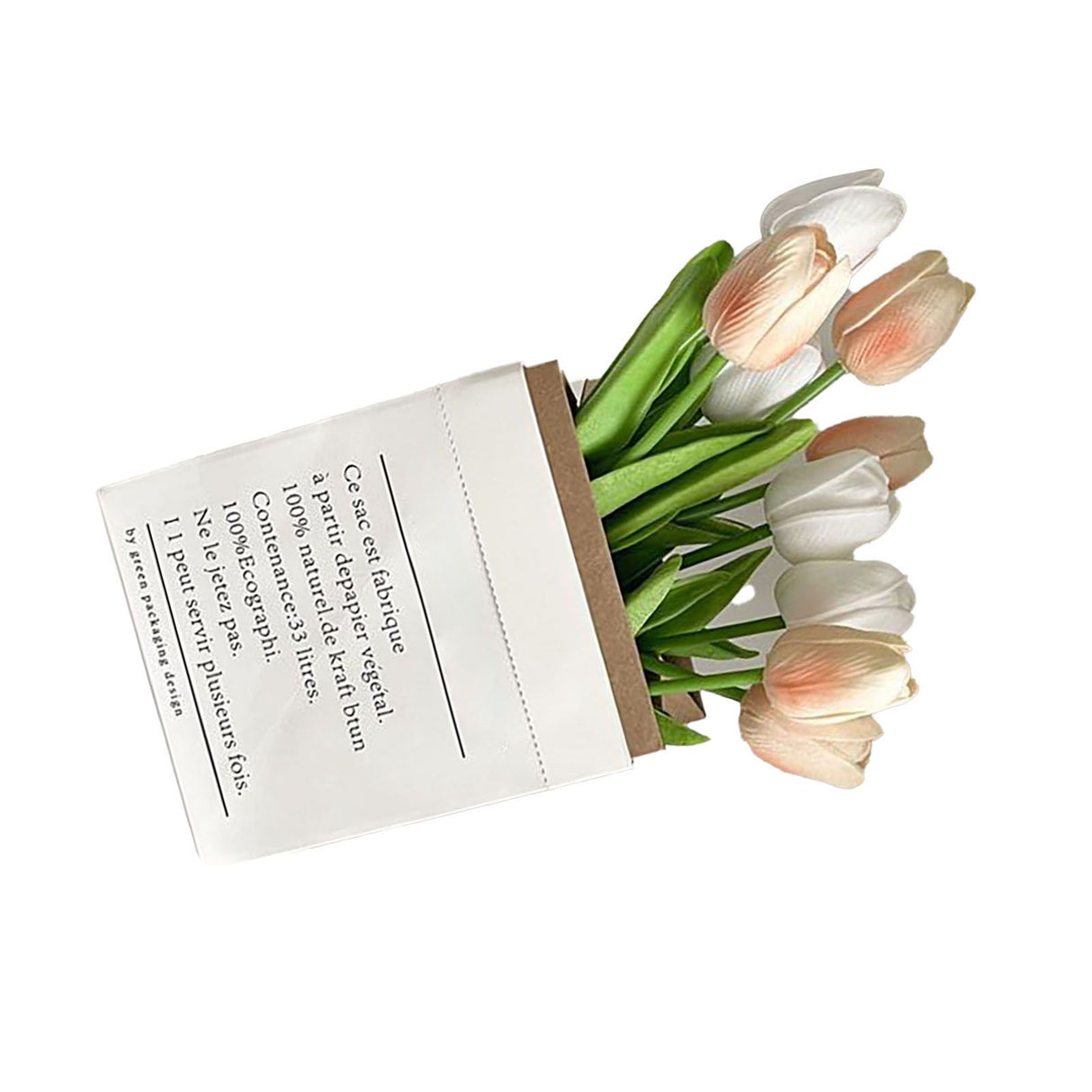Artificial Flowers Tulipa Style Fine Details Colorfast Vibrant Colors Plastic Flowers for Office Living Room Photography White and Champagne