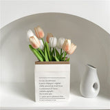 Artificial Flowers Tulipa Style Fine Details Colorfast Vibrant Colors Plastic Flowers for Office Living Room Photography White and Champagne - Extra Image