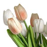 Artificial Flowers Tulipa Style Fine Details Colorfast Vibrant Colors Plastic Flowers for Office Living Room Photography White and Champagne - Extra Image