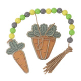 Easter Tiered Tray Decor Bunny Carrot String Bead Rolling Pin Ladder Wooden Easter Tray Decoration - Extra Image
