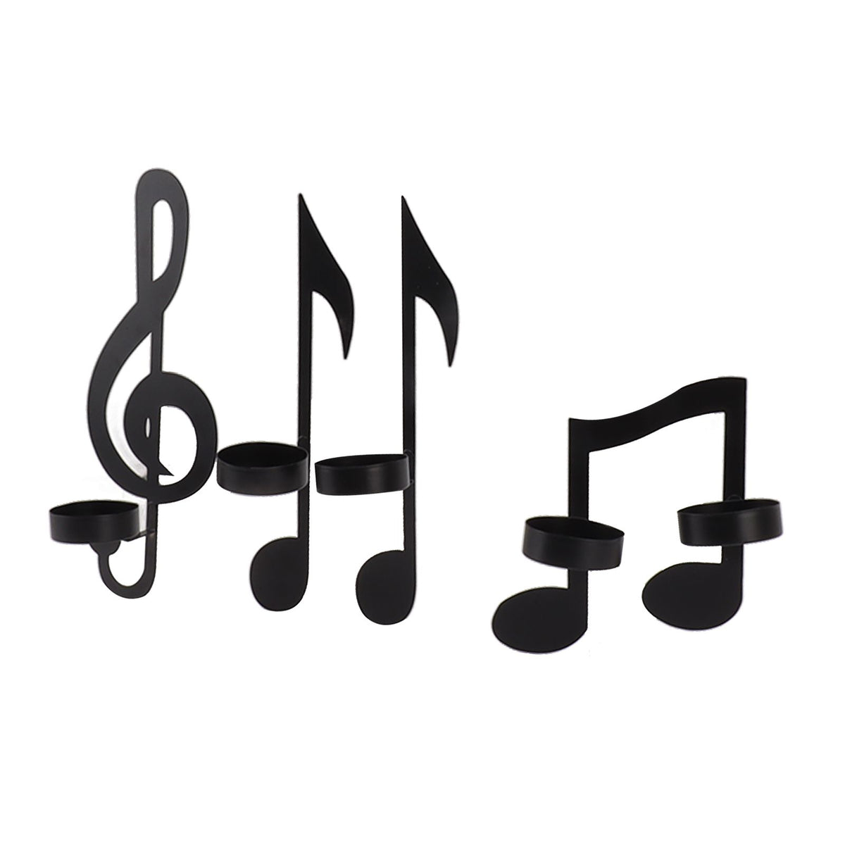 4Pcs Unique Iron Black Music Note Wall Sconce Candle Holder Wall Mount Hanging Tea Light Candle Decor