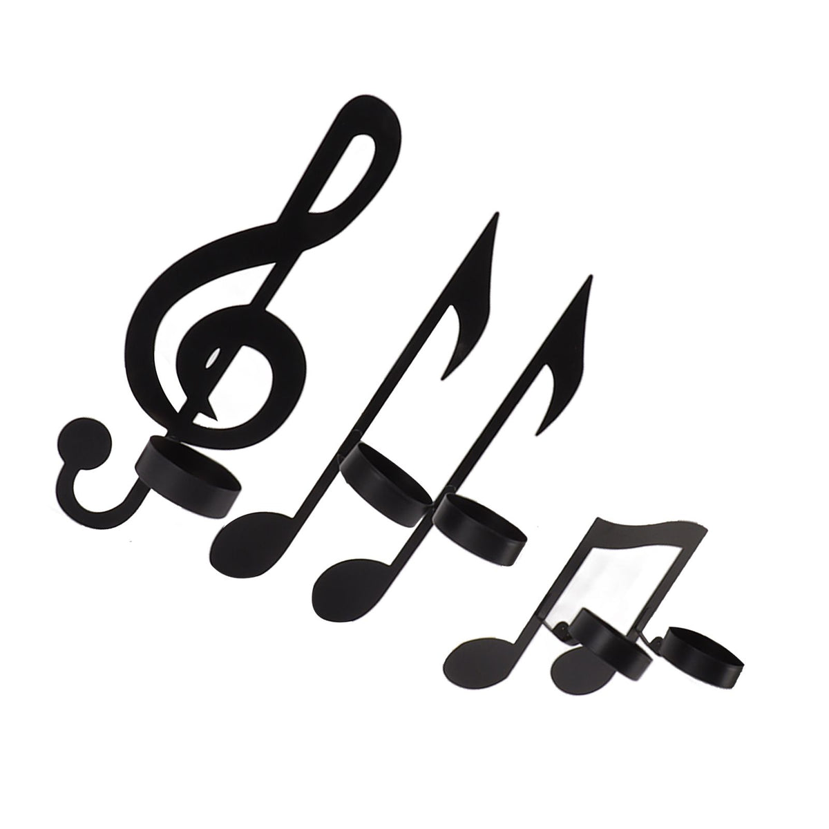 4Pcs Unique Iron Black Music Note Wall Sconce Candle Holder Wall Mount Hanging Tea Light Candle Decor