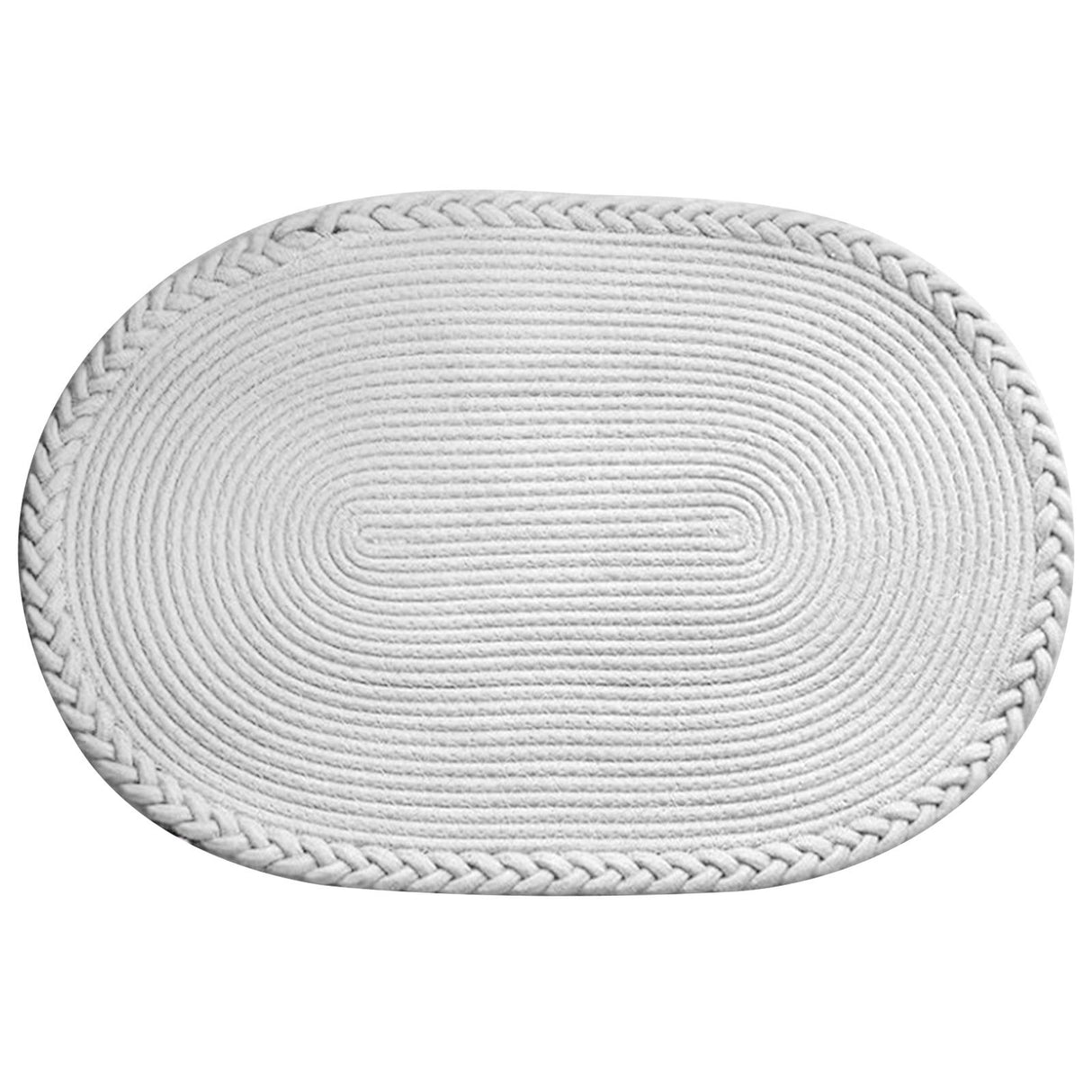 Bedroom Carpet Hand Woven Bedside Rug Study Living Room Oval Carpet Pure Color Floor Mat White