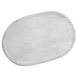 Bedroom Carpet Hand Woven Bedside Rug Study Living Room Oval Carpet Pure Color Floor Mat White - Side View